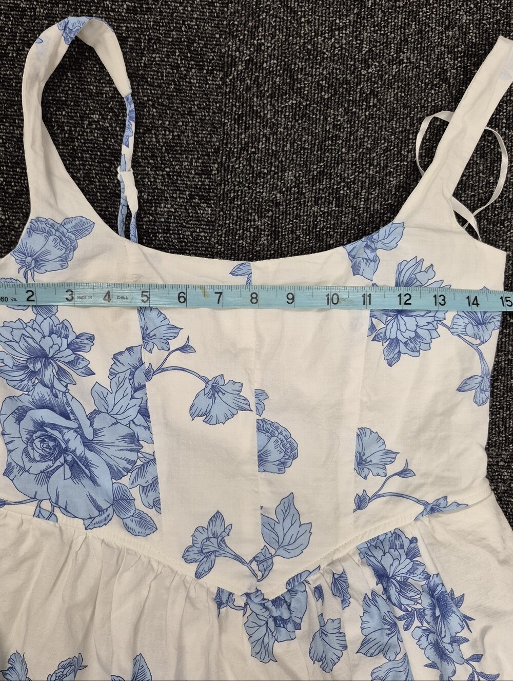 Trixxi Los Angeles Blue Floral Toile Cotton Midi Dress Medium - Picture 6 of 10